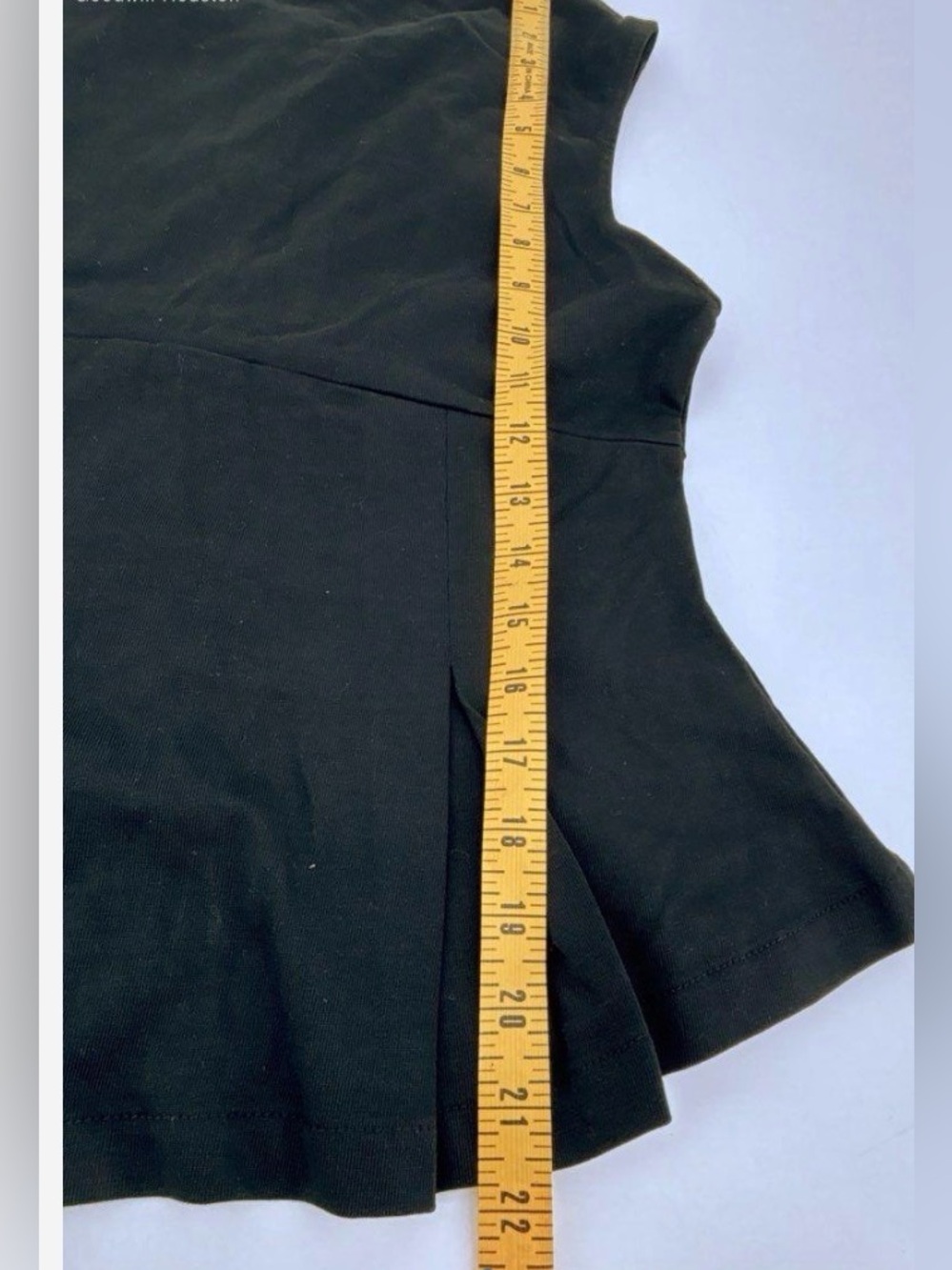 1 hour sale. Anthropologie, Medium Black Sleeveless Zip Front Peplum Top - Picture 14 of 15